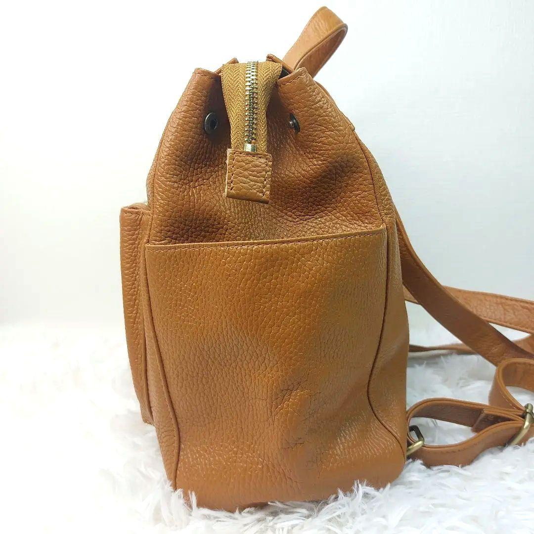 美品　ズッケロフィラート　リュック　レザー　シボ革　キャメル　大容量