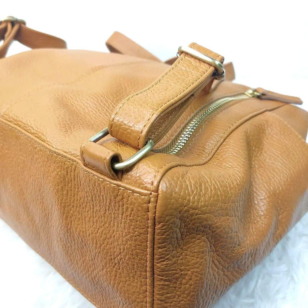 美品　ズッケロフィラート　リュック　レザー　シボ革　キャメル　大容量