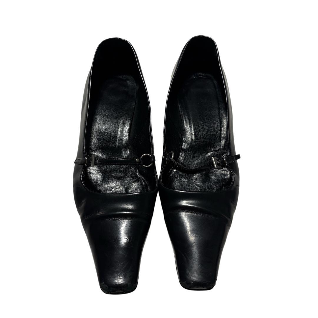 PRADA プラダ パンプス ローヒール 黒／ブラック 25.5cm 大きめ