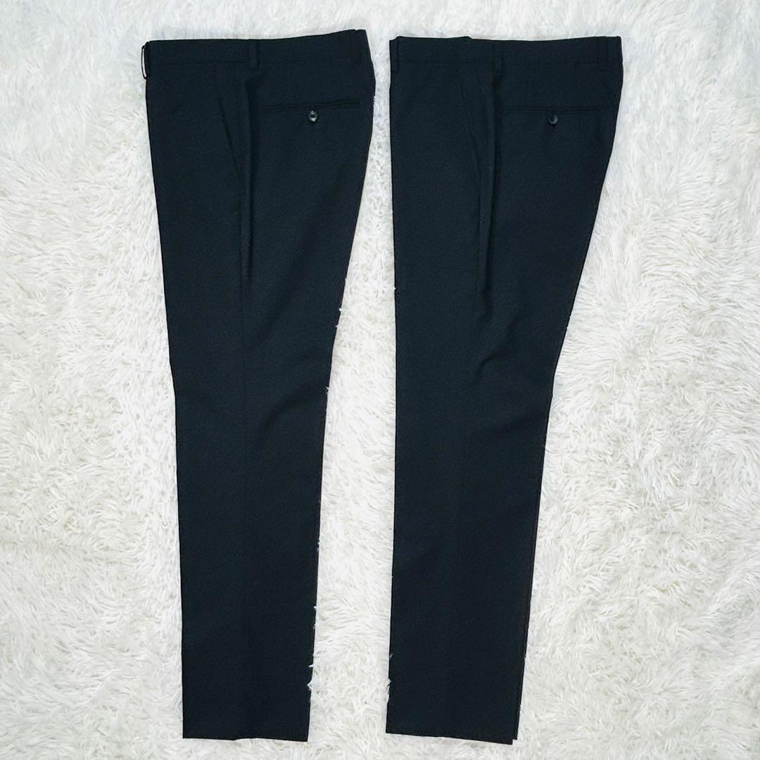 美品 スーツセレクト 2パンツ スーツ ブラック ビジネス フォーマル Y6