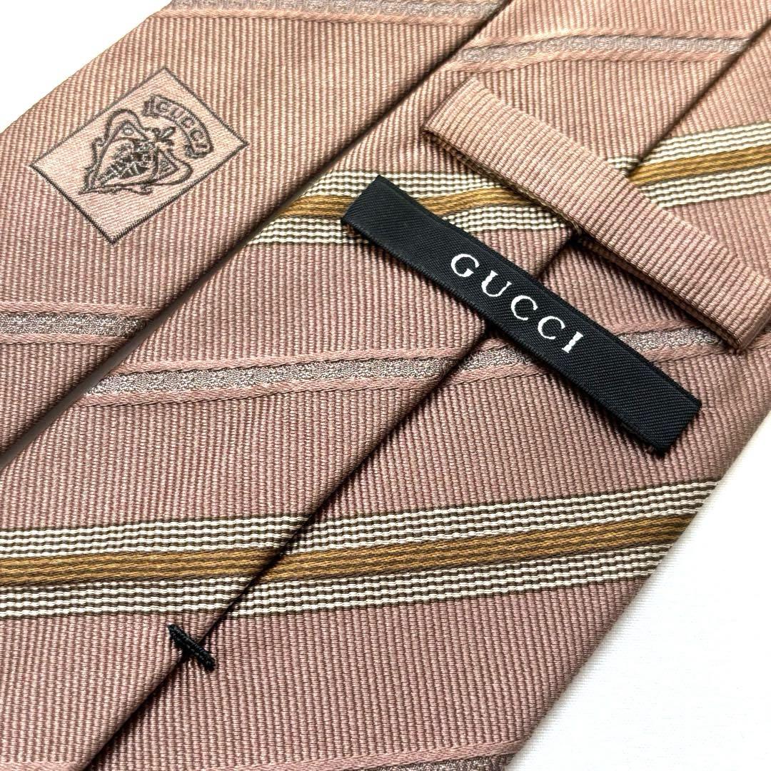 GUCCI ブラウン ストライプ ネクタイ