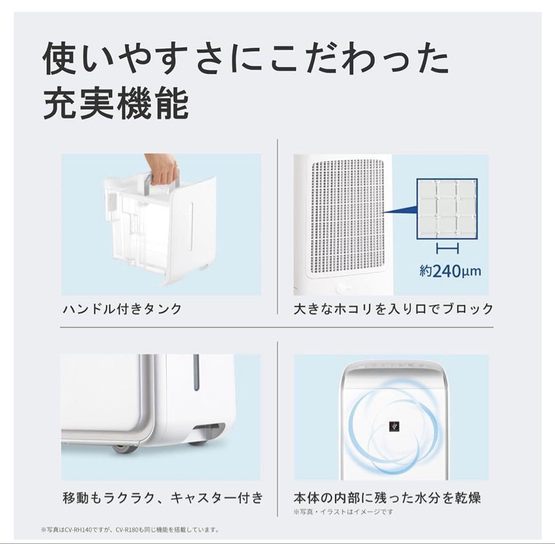 シャープ CV-R180-W 除湿機 18L/日 ハイパワーモデル