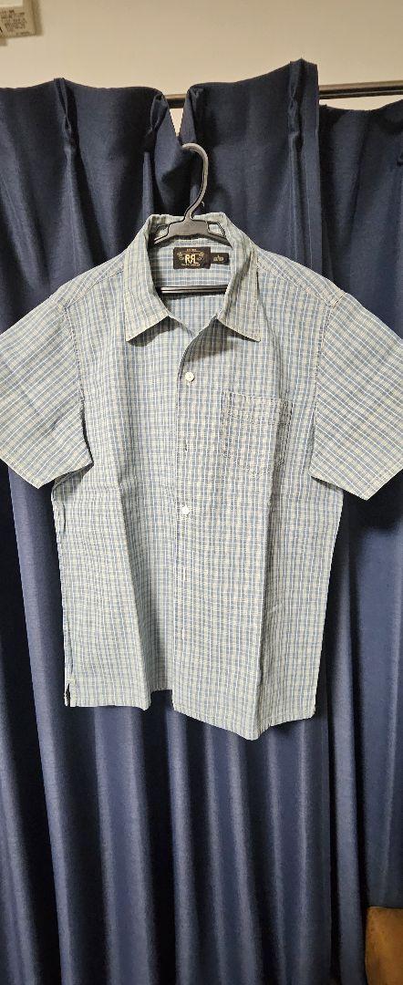 RRL 半袖シャツ 青　ベージュ　チェック　M RRL ダブルアールエル】ブルー＆ベージュ チェック シャツ (RRL