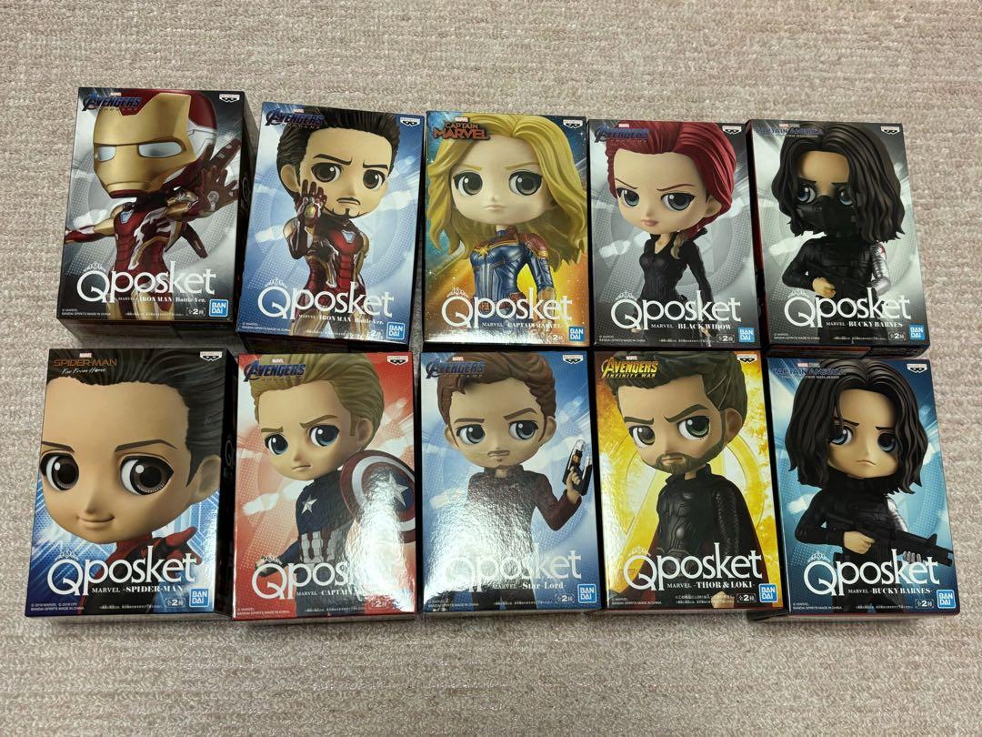 Qposket MARVEL フィギュアセット Q posket 15cm Marvel Avengers Endgame Spiderman Iron Man