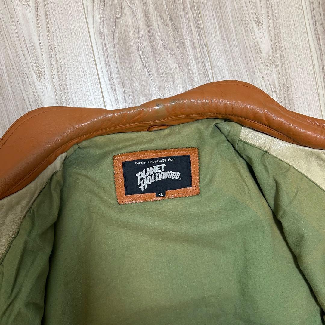 アメカジ プラネットハリウッドシカゴ スタジャン オールレザー XL 品XL LL VINTAGE KIN-KAAI_COM