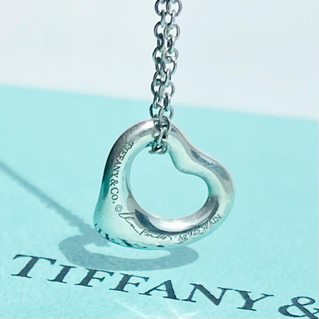 付属品あり✩Tiffany＆Co. オープンハート ネックレス 1.1mm幅