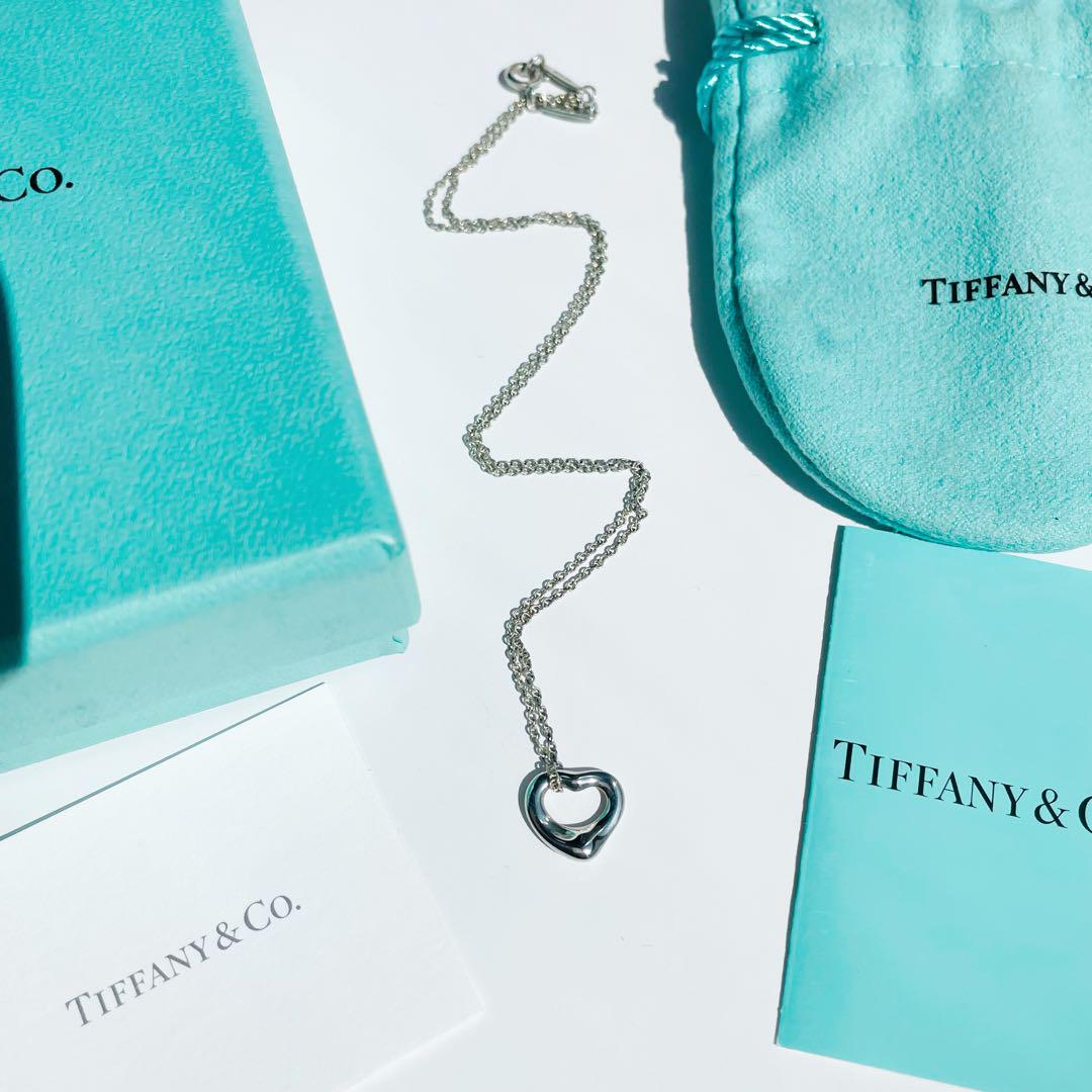 付属品あり✩Tiffany＆Co. オープンハート ネックレス 1.1mm幅