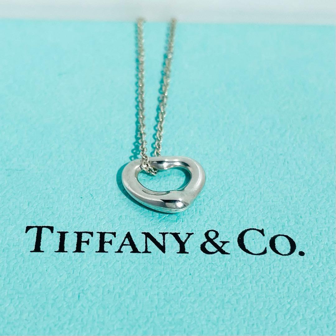 付属品あり✩Tiffany＆Co. オープンハート ネックレス 1.1mm幅