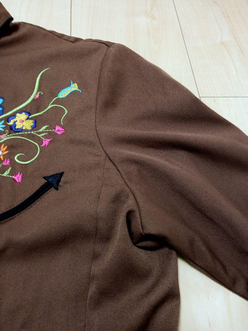 極美品　Scullyスカリー　花柄刺繍　ウエスタンシャツ　ビジュー　ブラウン