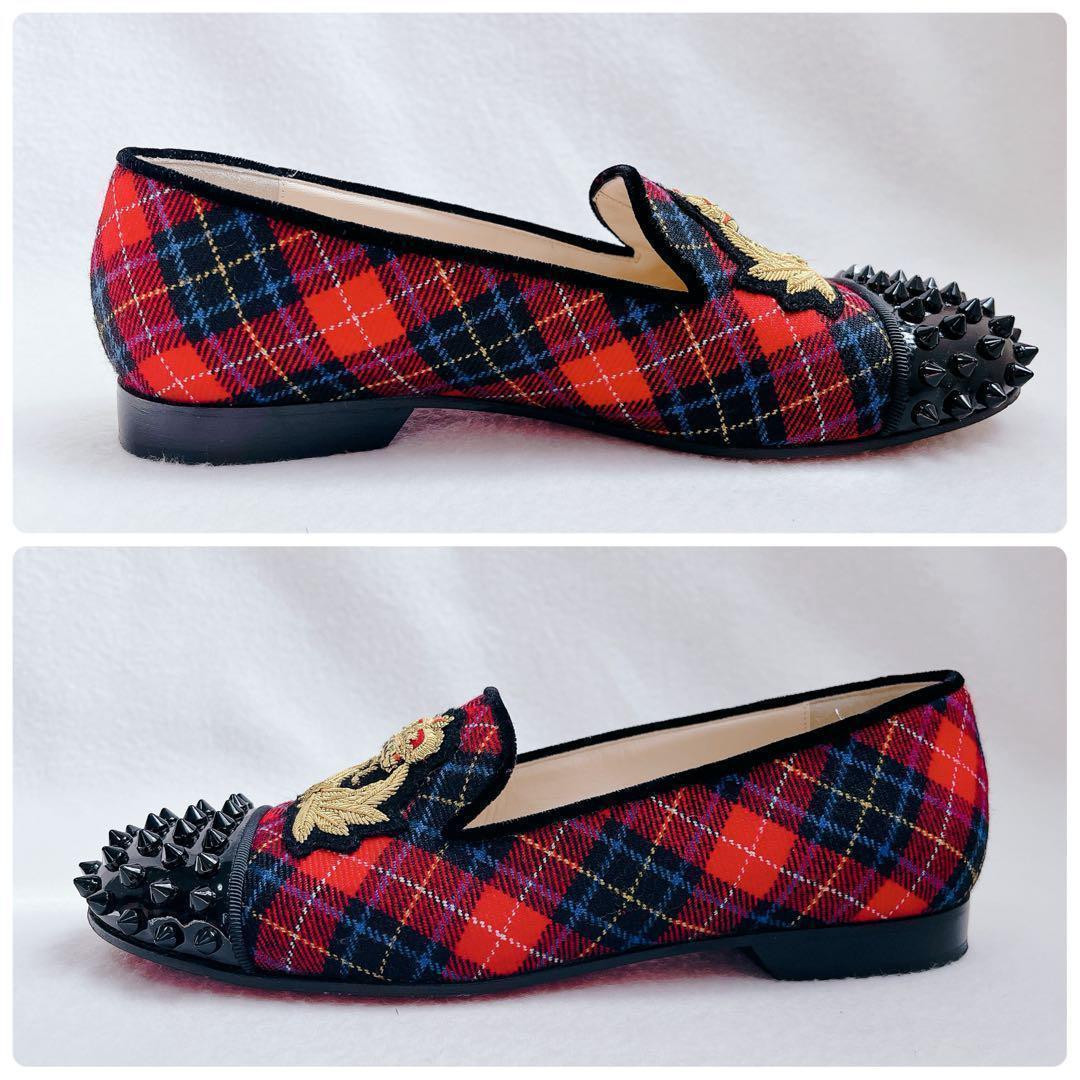 ルブタン オペラ ローファー チェック スタッズ ワッペン レッドソール 保存袋 ルブタン オペラ ローファー チェック スタッズ ワッペン レッドソール 保存袋