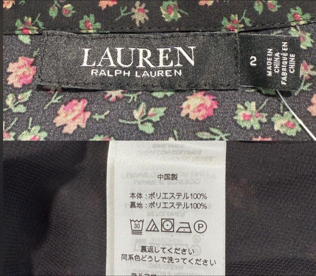 新品タグ付き　ローレンラルフローレン　ワンピース　ボウタイ　フレア　ロゴ刻印