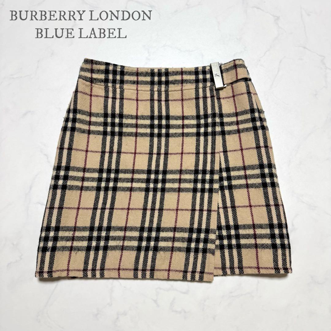 BURBERRY BLUE LABEL ノバチェック ウール ミニスカートM・BURBERRY BLUE LABEL