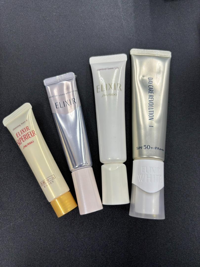 ELIXIR 基礎化粧品 ４点セット 美容乳液 クリーム 化粧下地 クレンジング