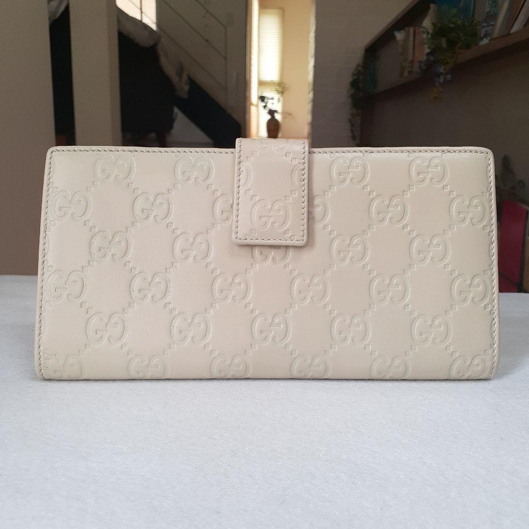 ⭐GUCCI⭐　グッチ　長財布　シマ　GG アイボリー系　ウォレット