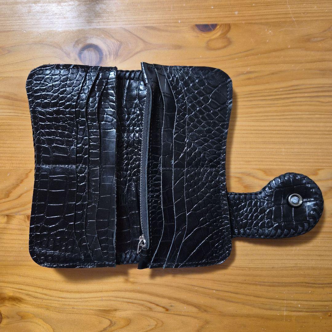 クロコダイル風レザー長財布