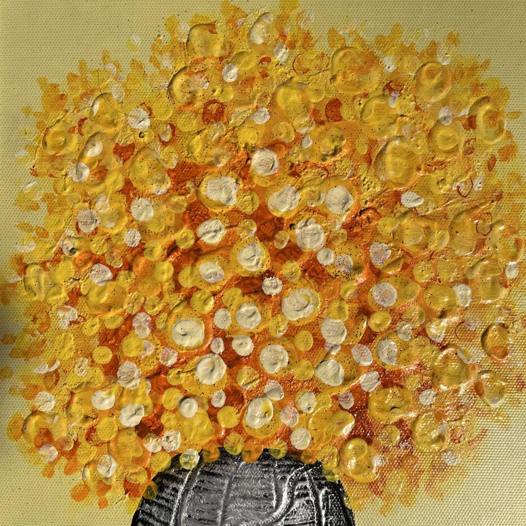 手書き油絵 花瓶の花 絵画 額付き インテリア 油彩画