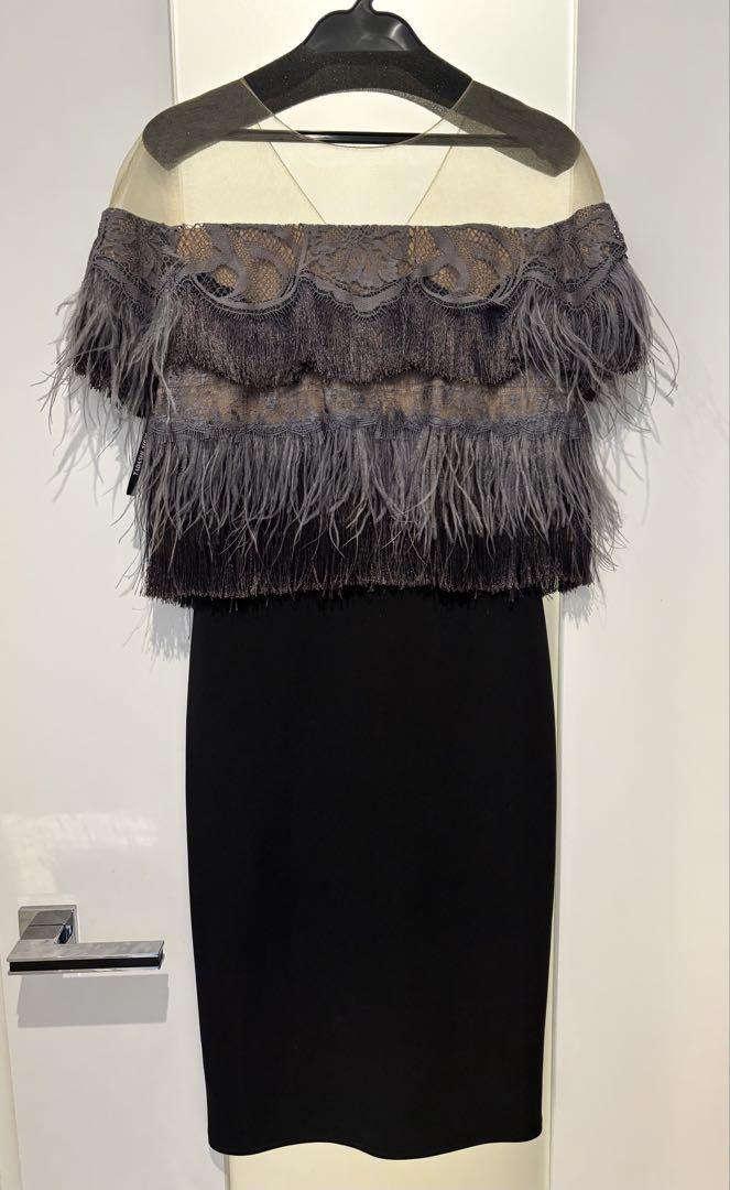 ♥ゴージャス❢フェザー付き♥Tadashi Shoji ひざ丈ワンピース