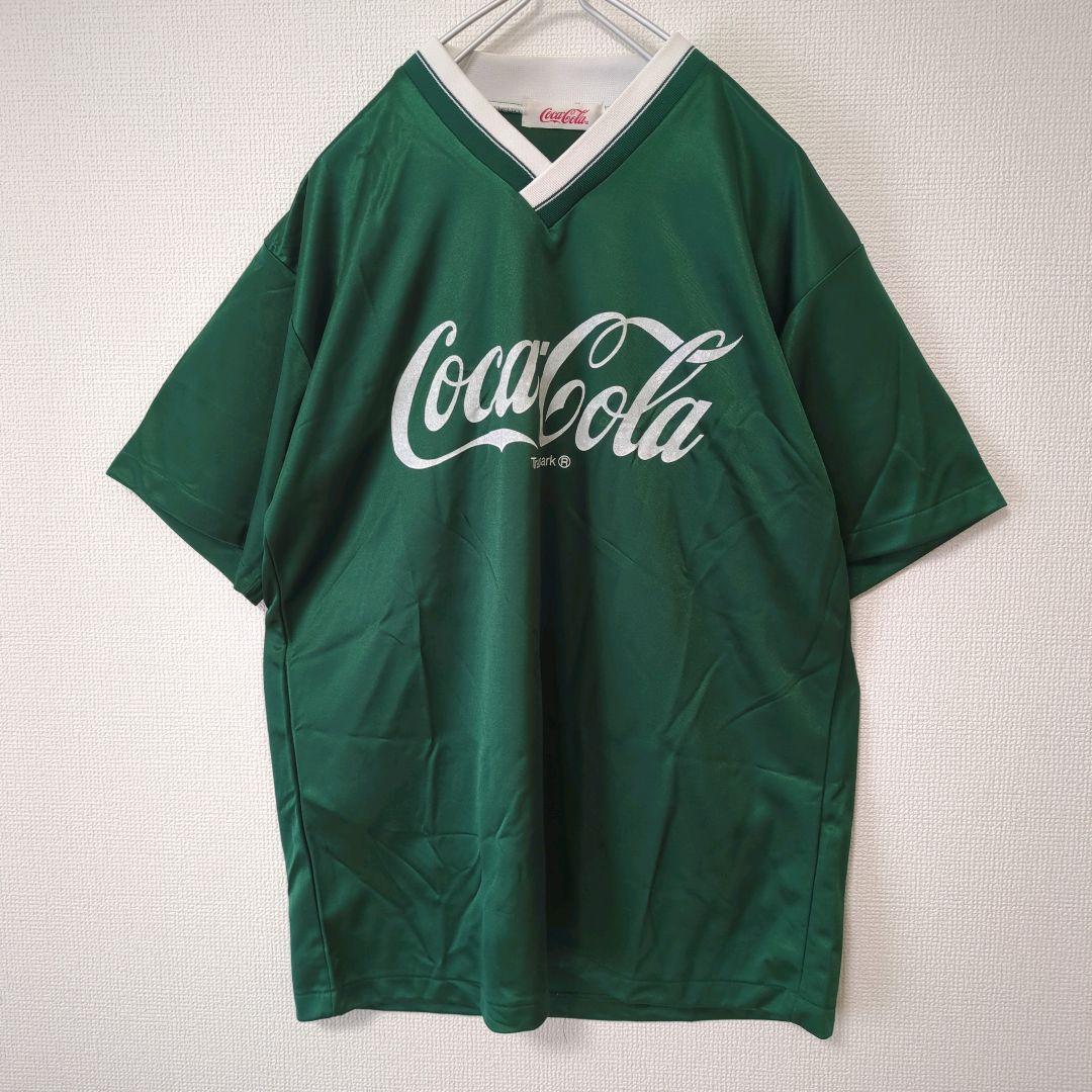 レア コカコーラ Tシャツ ゲームシャツ Vネック 古着 緑