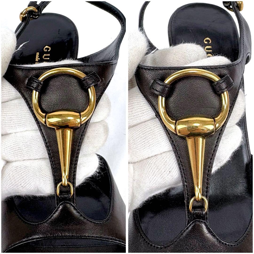 グッチ　GUCCI ハイヒール　サンダル　ホースビット　レザー　ブラック　22 グッチ GUCCI ハイヒール サンダル ホースビット レザー ブラック 22
