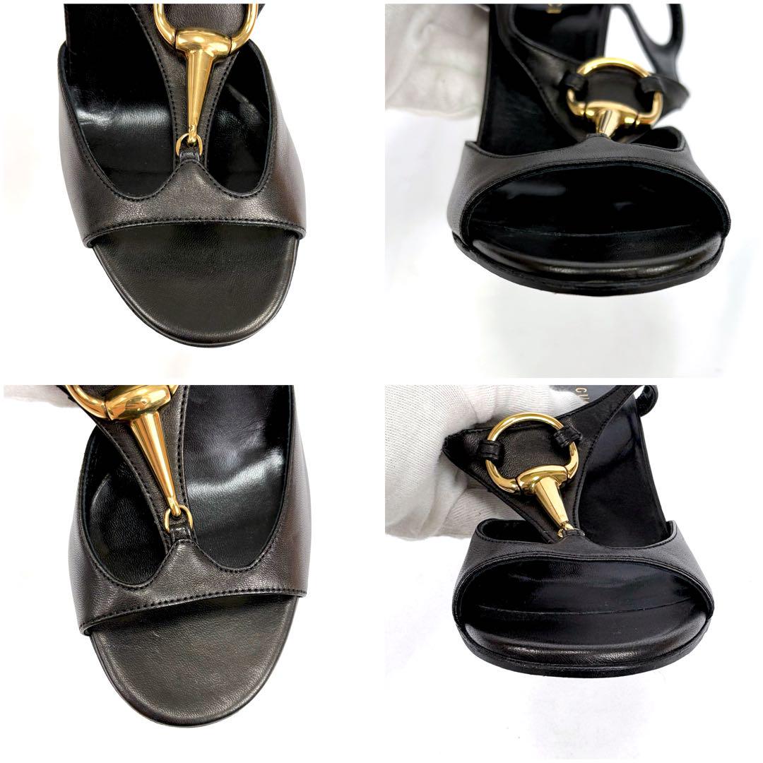 グッチ GUCCI ハイヒール サンダル ホースビット レザー ブラック 22
