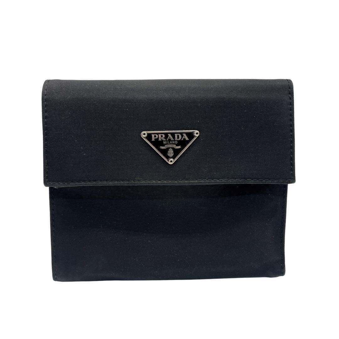 美品】プラダ PRADA テスートナイロン 三つ折り財布 ブラック