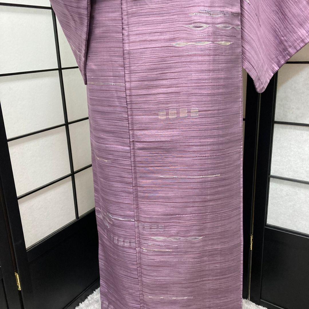 でございま 5306 正絹 着物 袷 薄葡萄 9sUPn-m98482674153 紬 横段 紫系 ∕すので