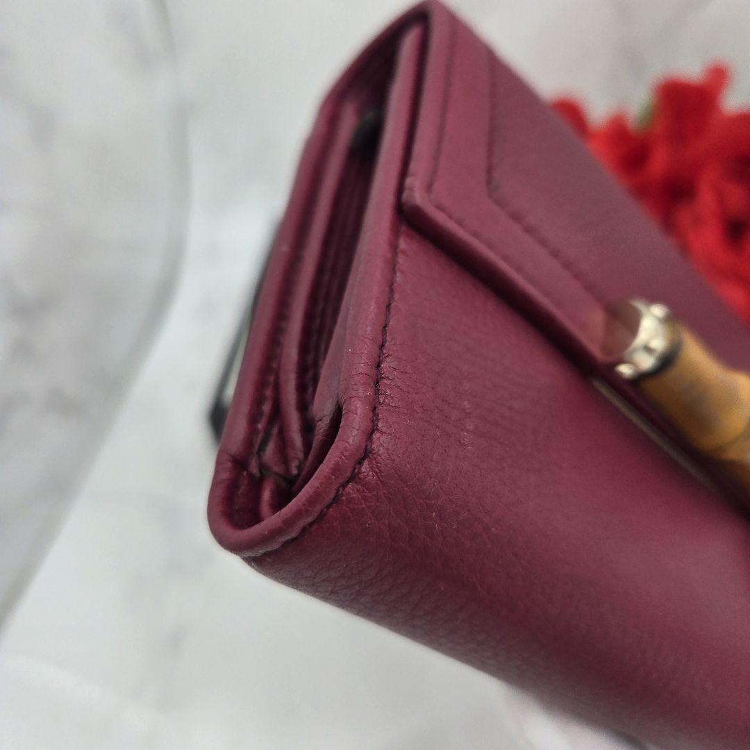 【極美品】 GUCCI グッチ 折り財布 財布 バンブー ボルドー