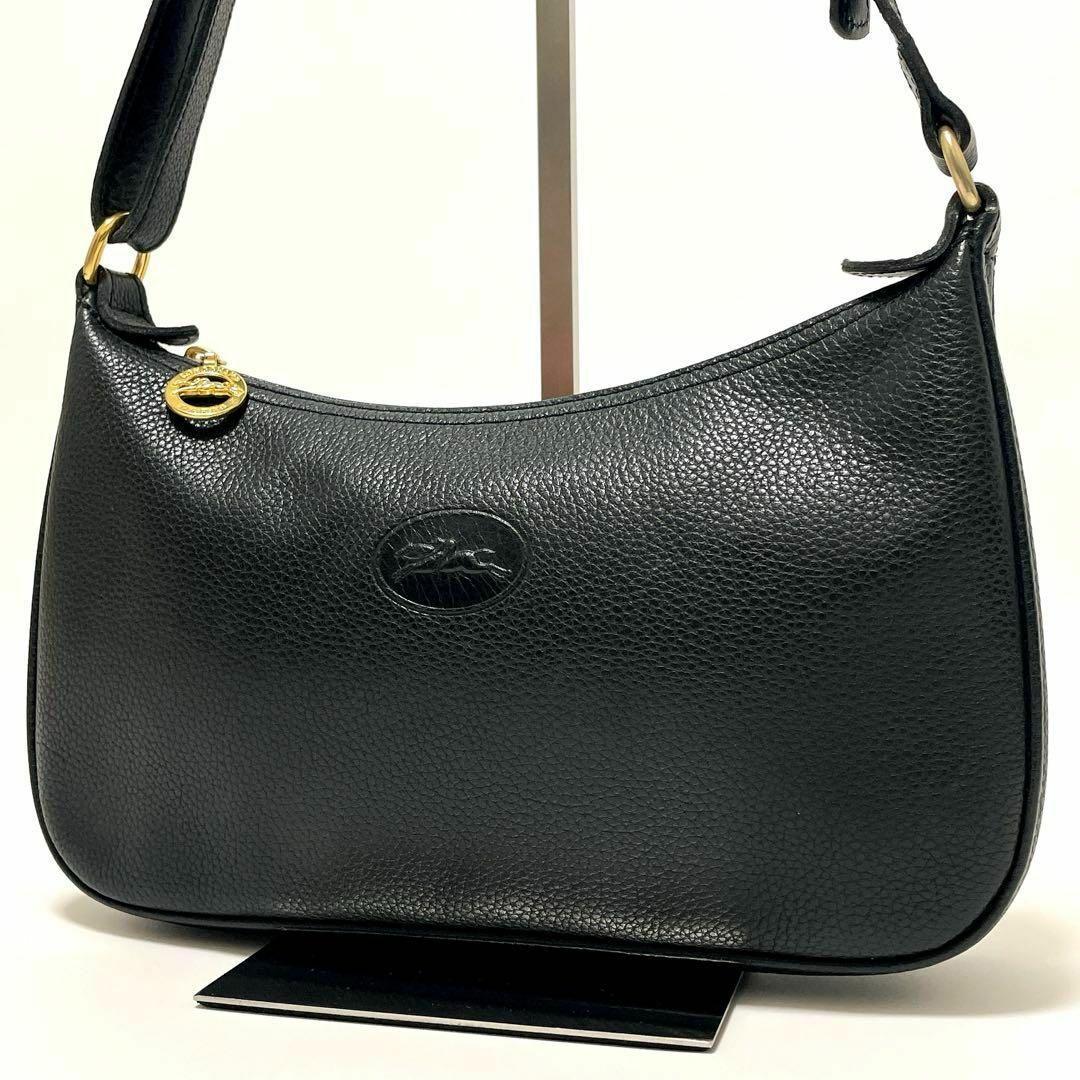 ロンシャン 2way オールレザー ハンドバッグ ブラウン系 ロゴ ショルダー 美品✨ロンシャン 2way ショルダーバッグ オールレザー ロゴ入り