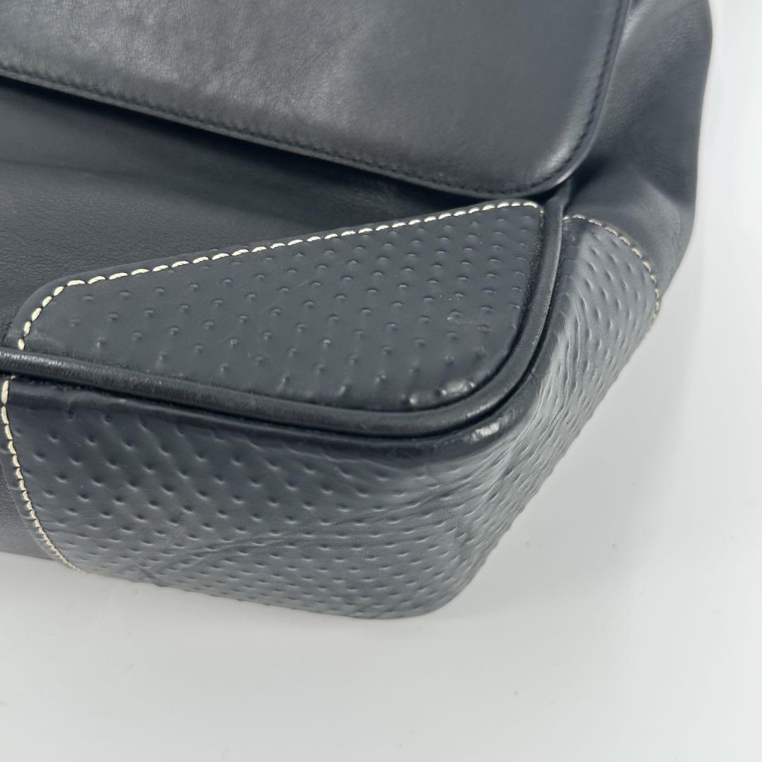 dunhill ブラックレザー メッセンジャーバッグ ショルダーバッグ レザー黒