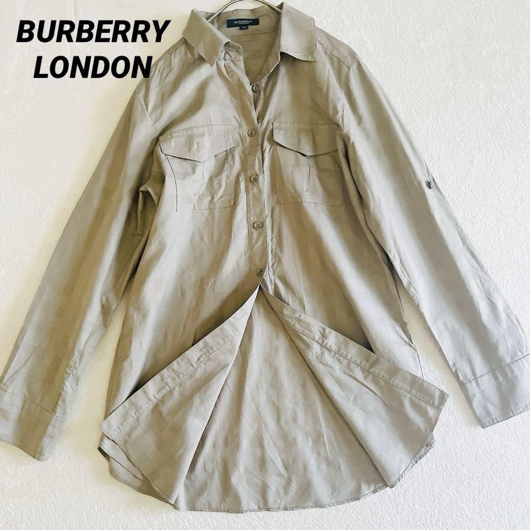 BURBERRY LONDON ブラウス　長袖シャツ カーキ色　深緑　40L