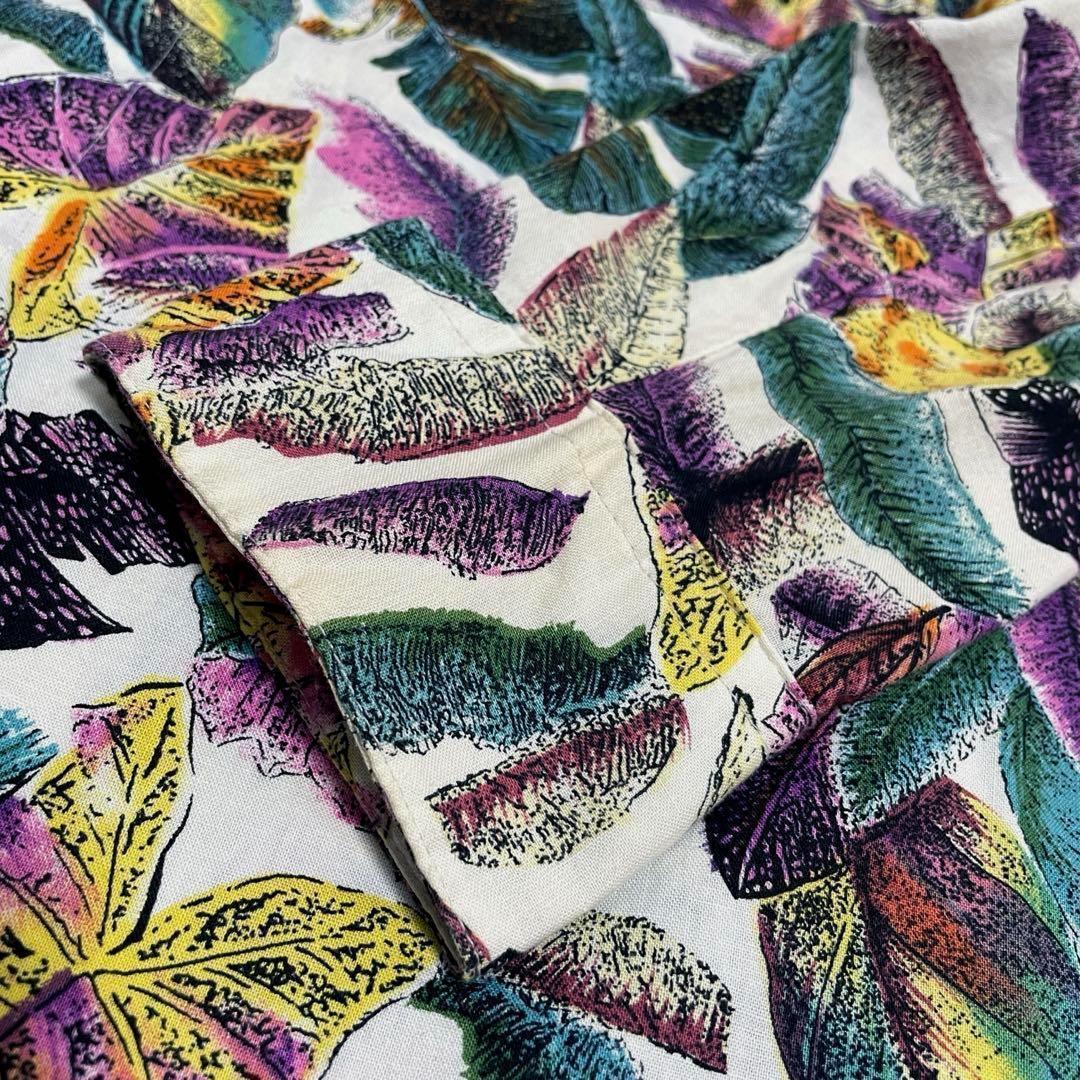 デザインシャツ 総柄 ヴィンテージ レトロ アート ボタニカル マルチカラー