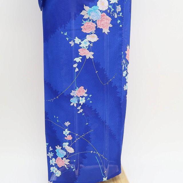 m1353＊美品 洗える夏着物 絽 薔薇 トールサイズ 誂え
