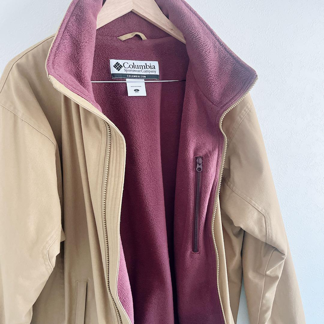【美品】Columbia 【L】ジャンバー ブルゾン ベージュ/ボルドー メンズ