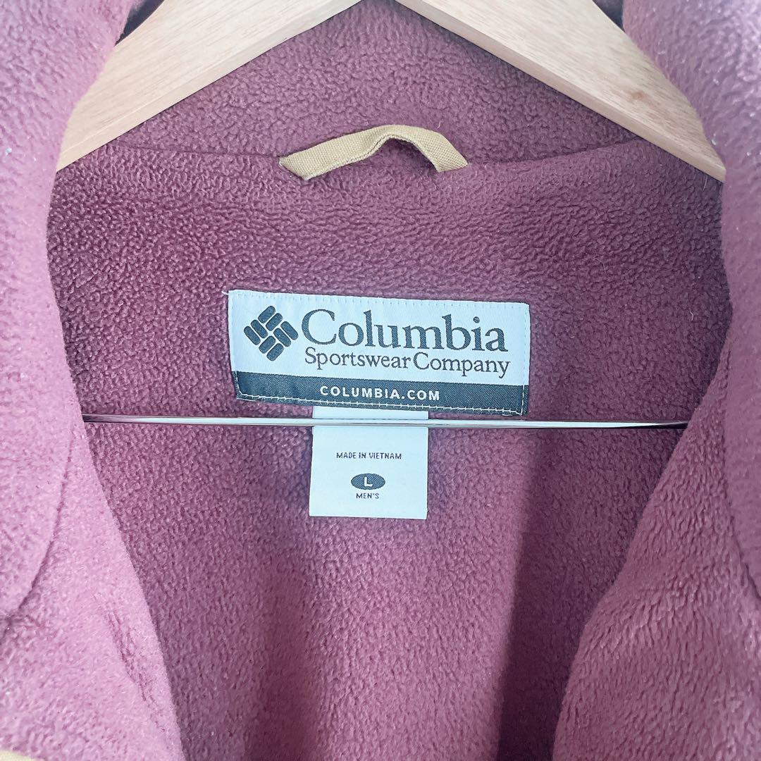 【美品】Columbia 【L】ジャンバー ブルゾン ベージュ/ボルドー メンズ