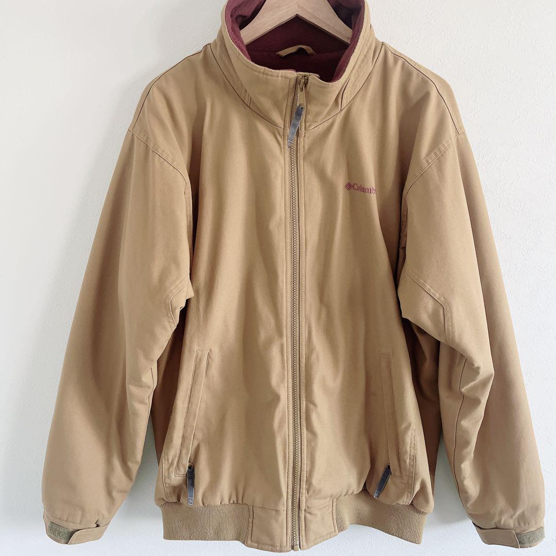 【美品】Columbia 【L】ジャンバー ブルゾン ベージュ/ボルドー メンズ