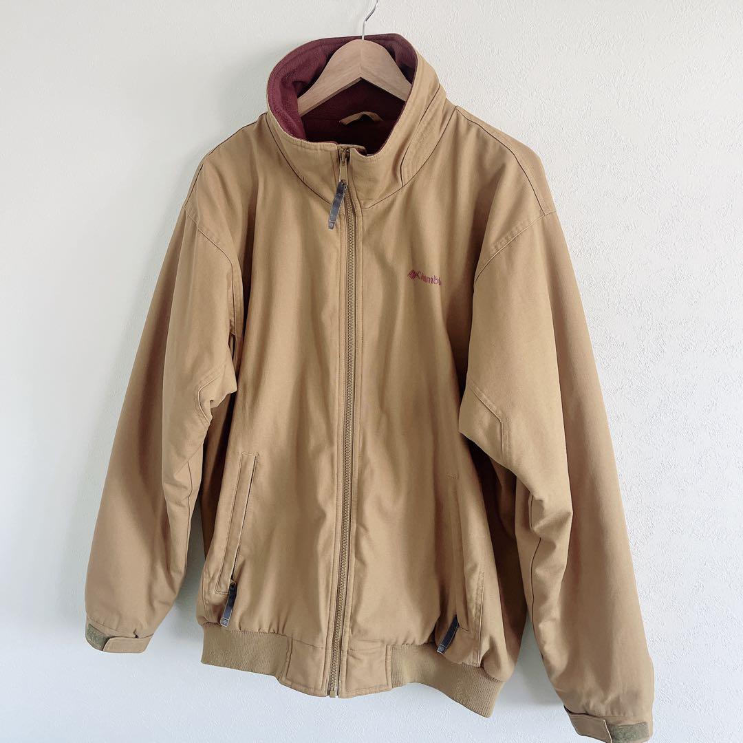 【美品】Columbia 【L】ジャンバー ブルゾン ベージュ/ボルドー メンズ