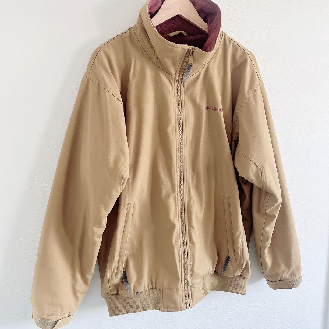 【美品】Columbia 【L】ジャンバー ブルゾン ベージュ/ボルドー メンズ