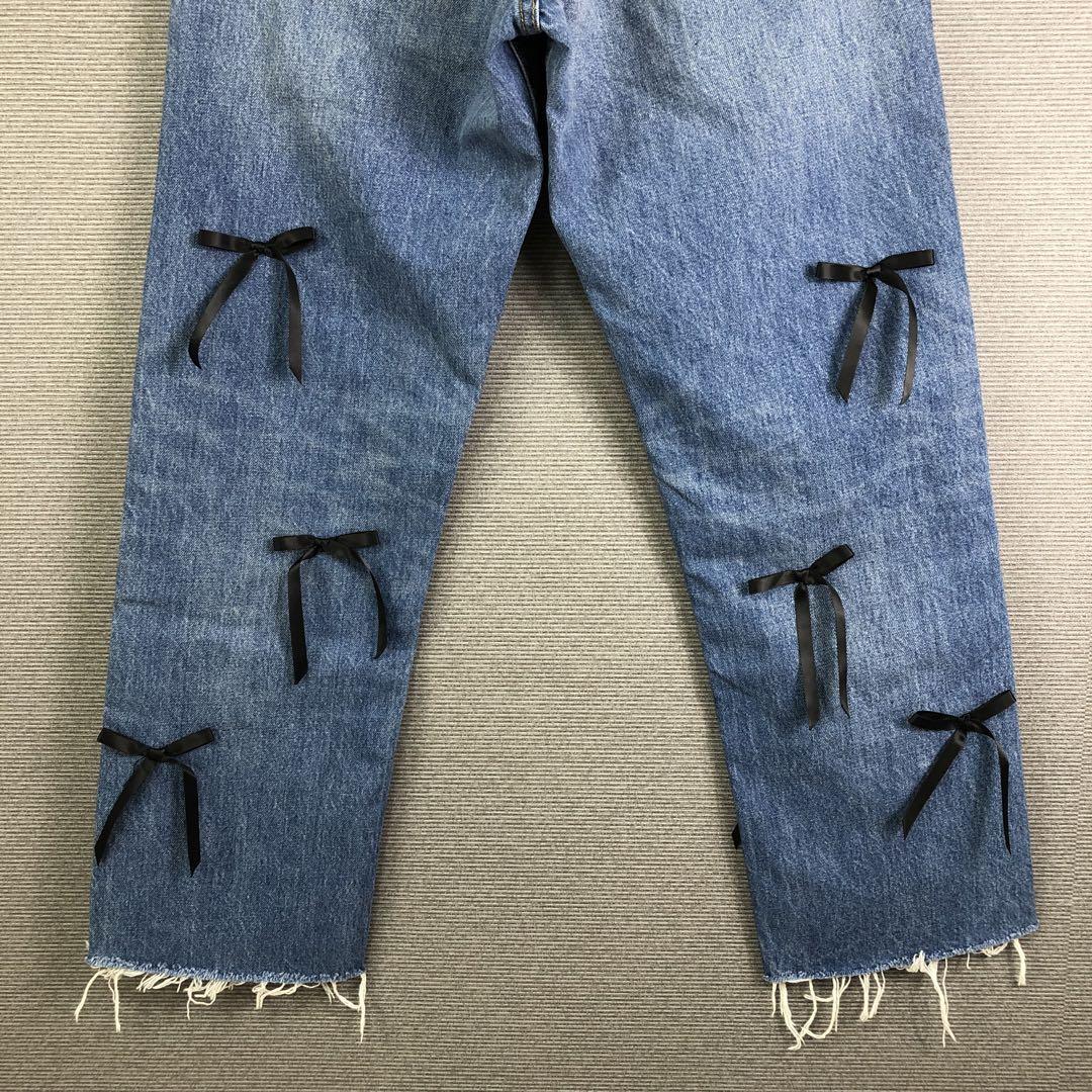 未使用品 BONUM リボンデニムパンツ ブルー
