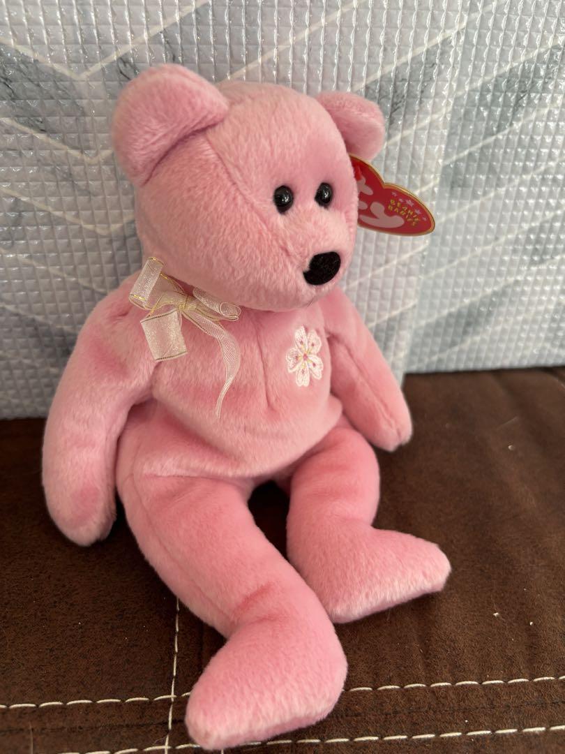 ピンクのクマのぬいぐるみ ピンクのクマのぬいぐるみ 花の刺繍付き - ぬいぐるみブランド