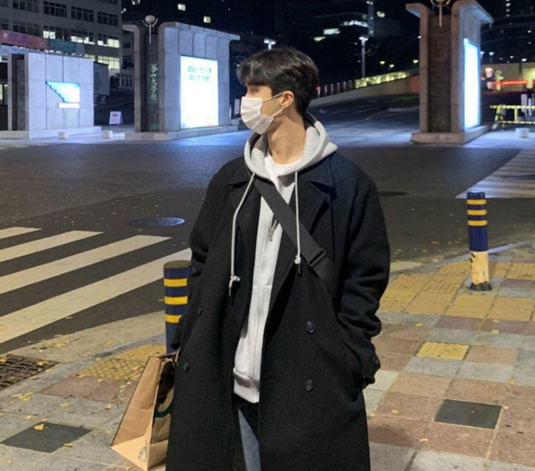 カラー ダブルロングコート ブラック jfEig-m98523450326 韓国 ≑エルエムシ