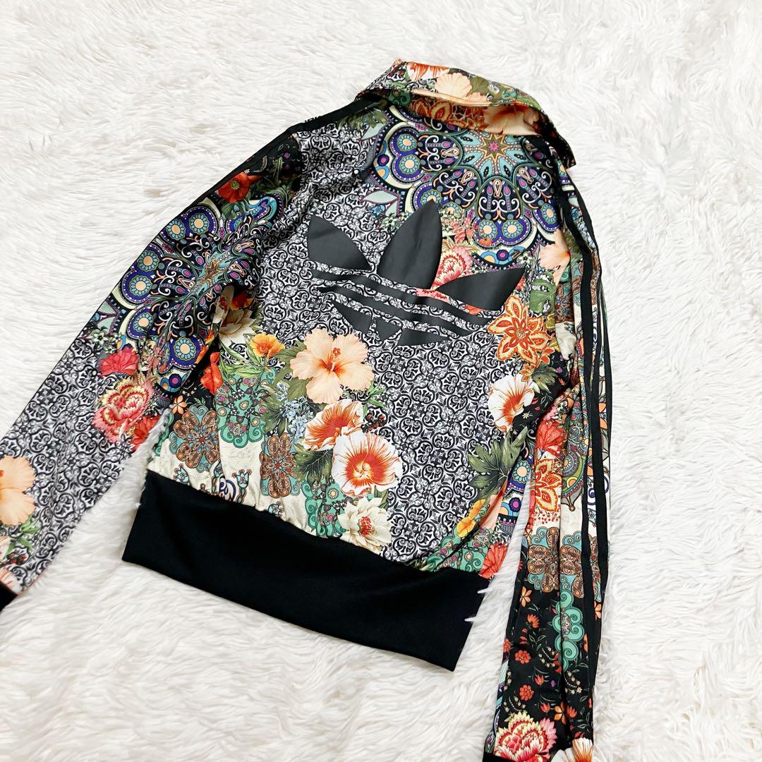 美品！アディダス 花柄 トラックジャケット 【S】ファームカンパニー 黒 総柄