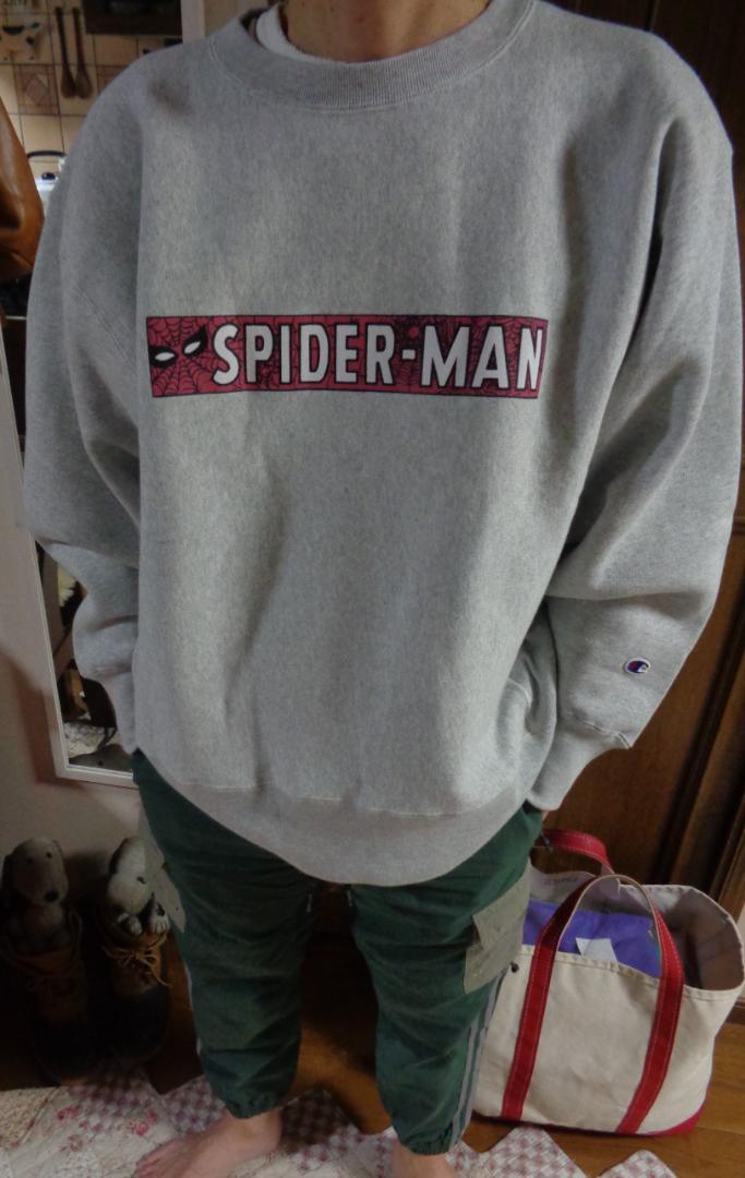 L/チャンピオン×JS×marvel/別注/スパイダーマン/スウェット/グレー