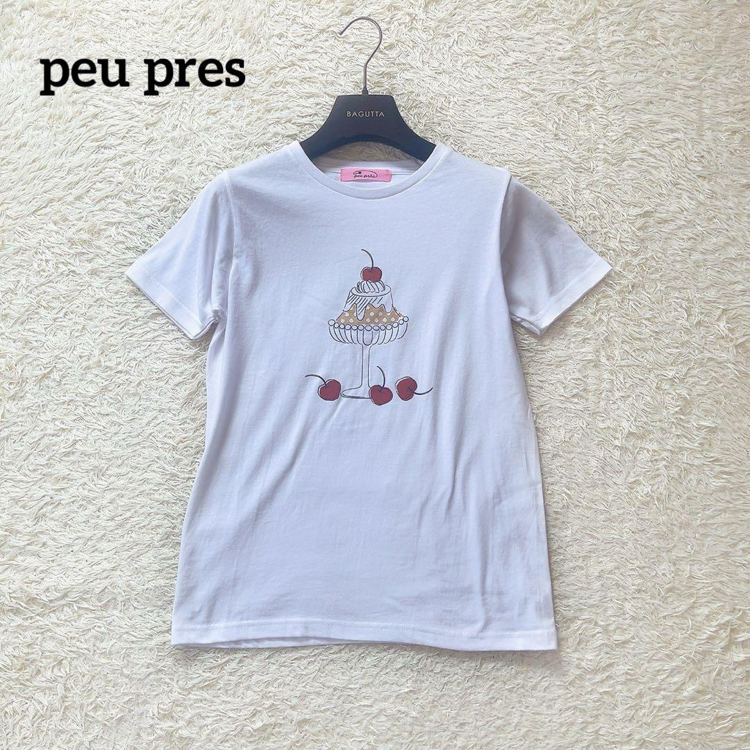 peupres プープレ　喫茶Tシャツ　プリンアラモード　コットン　フリーサイズ