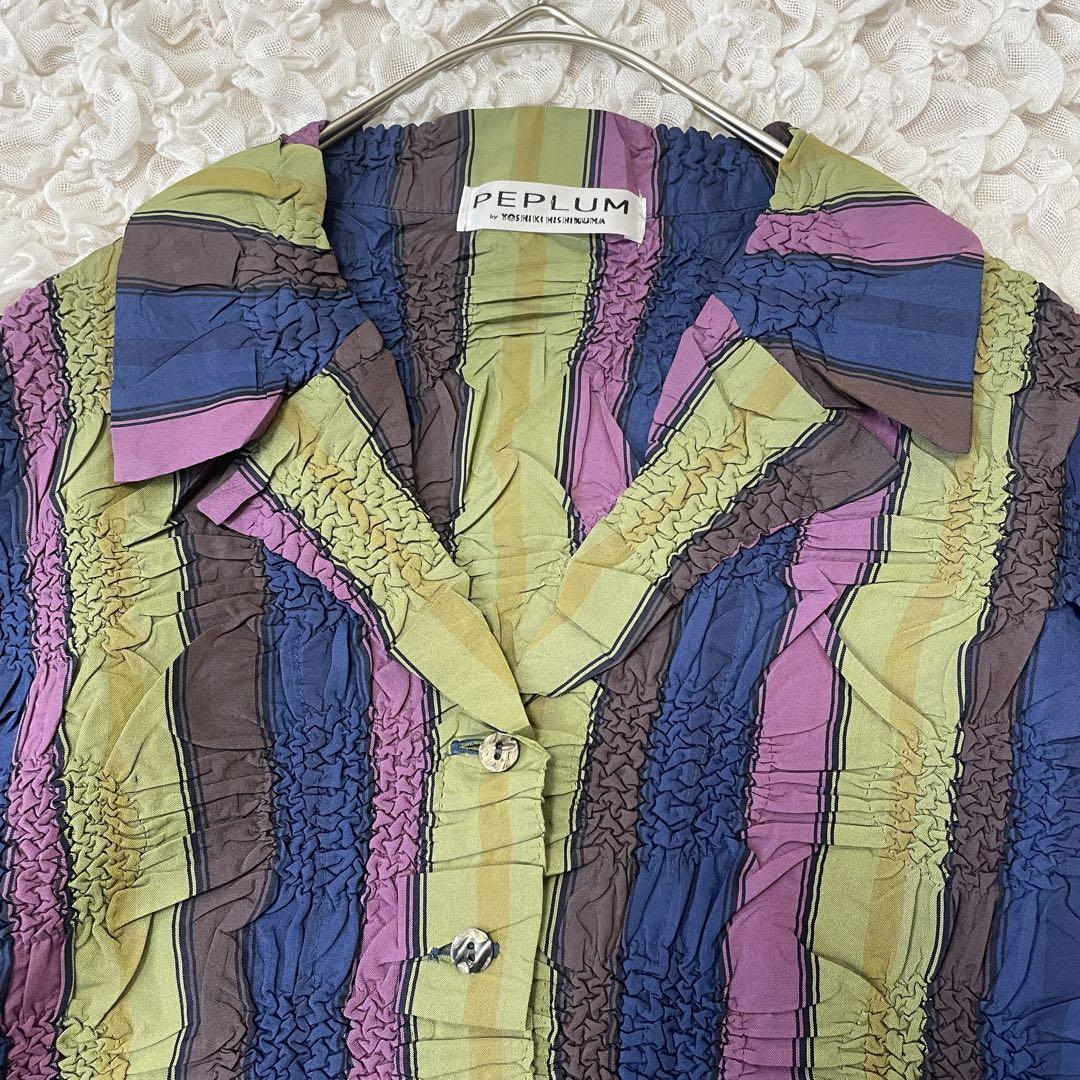 極美品 PEPLUM ヨシキヒシヌマ シャツ プリーツ イッセイミヤケ シワ加工