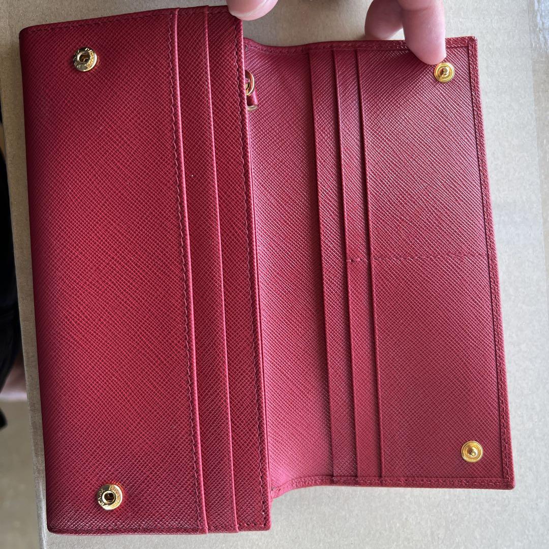 PRADA プラダ サフィアーノ 長財布 ゴールド金具 レッド 1MH132