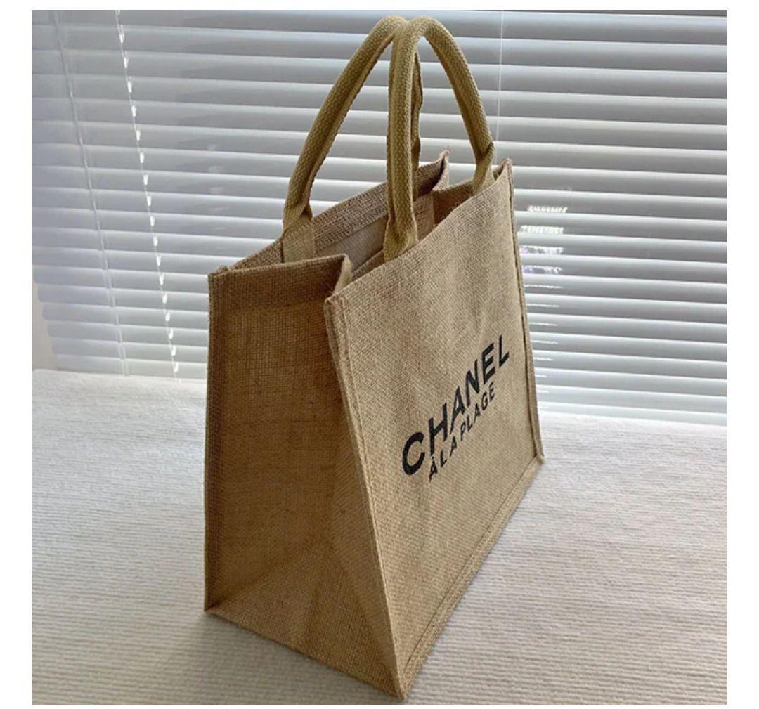 CHANEL シャネル ノベルティ リネン 麻 トートバッグ キャメル