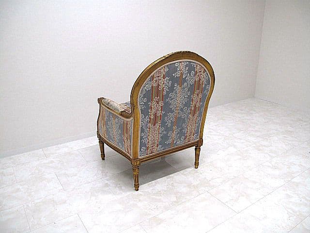 イタリア　ロココ様式クラシックアームチェア 　金彩木製フレーム　 1人掛けソファ