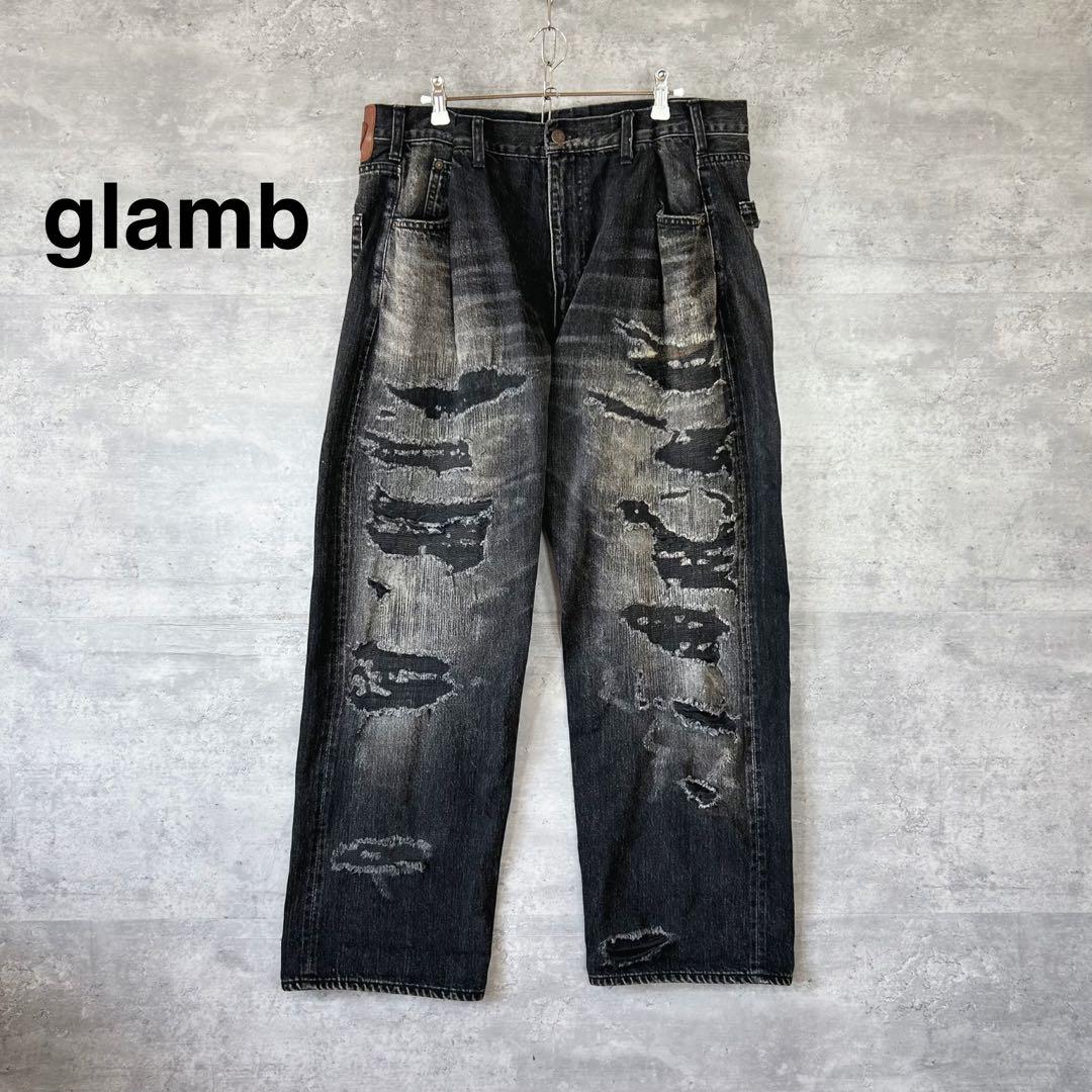 glamb グラム ヘビーダメージワイドデニム　デニム　ダメージ