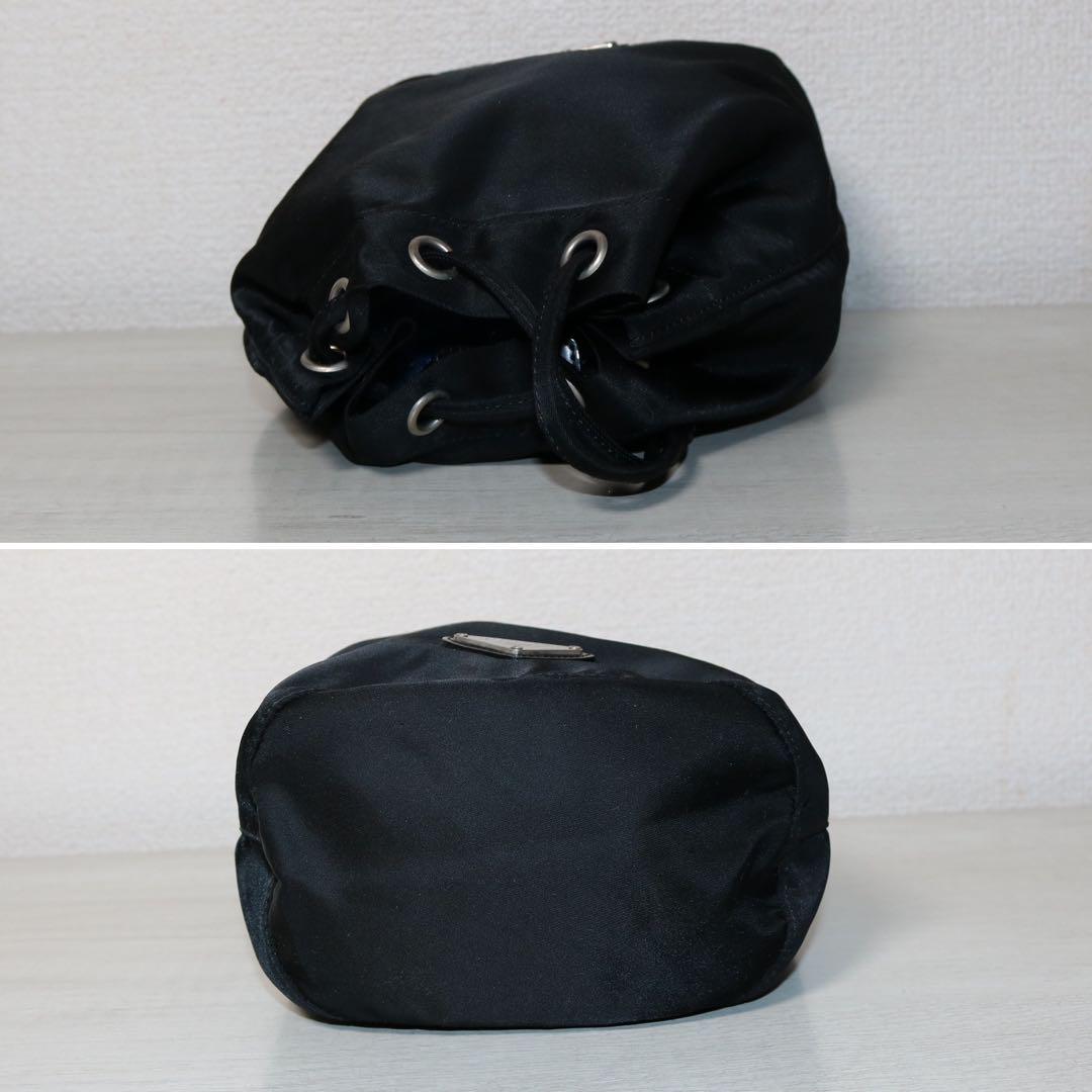 【極美品】PRADA プラダ 巾着 ポーチ 三角プレート ナイロン　ミニ　バッグ 極美品 PRADA 巾着バッグ ハンドバッグ ミニバッグ 巾着