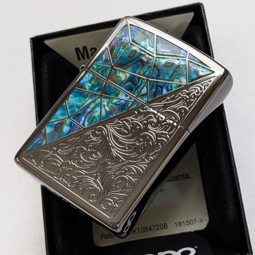 グリーンマーブル✧アラベスクzippo　ブラックニッケル　新品　送料無料　ジッポ